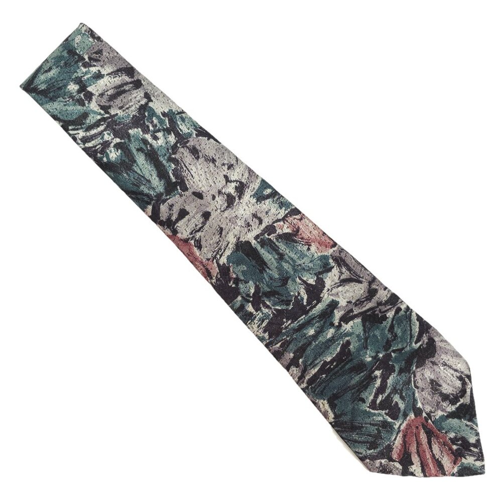 Don Loper Beverly Hills Men Necktie Geometric Green Gray 58x4 - NWOT - USA